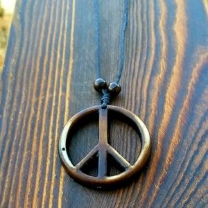 BOSS Peace Sign Adjustable Cord Necklace